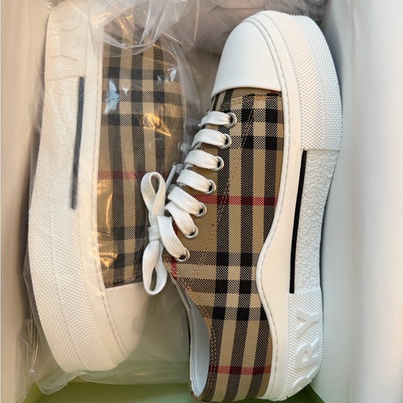 Burberry Shoes - Burberry Tan Plaid Low-Top Sneakers